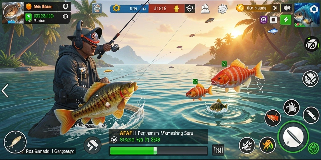 Tampilan gameplay AFAF dengan pengalaman memancing yang mendebarkan.