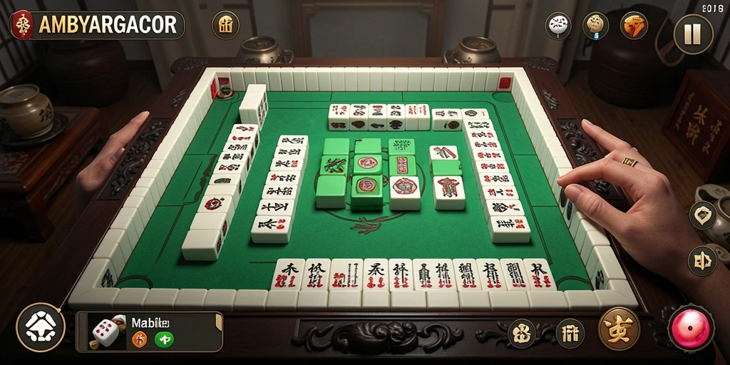Screenshot gameplay AMBYARGACOR menampilkan momen seru permainan Mahjong.