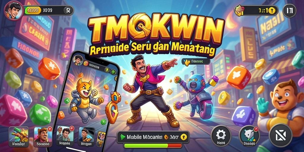 Tampilan gameplay seru dari TMOKWIN yang penuh tantangan dan warna-warni.
