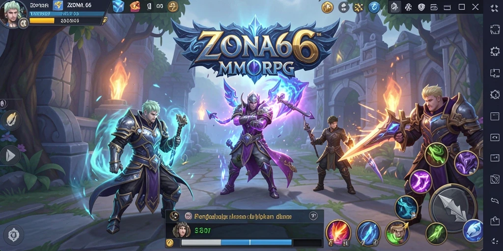 Tampilan menarik dari gameplay ZONA66 menampilkan pertarungan epik dan dunia yang luas.