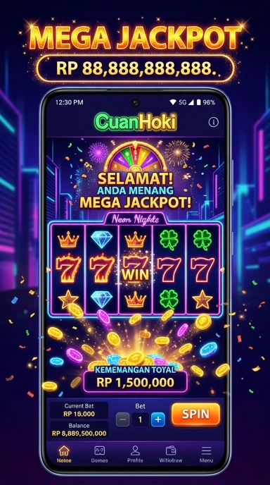 Tampilan antarmuka utama aplikasi cuanhoki yang menarik.
